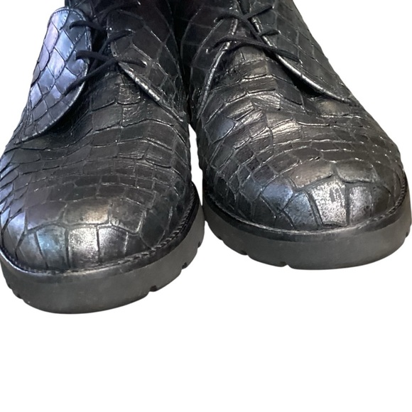 GABOR Men’s Pewter Metallic Leather Lace Up Crocodile Oxford, Size 6 - Picture 10 of 11